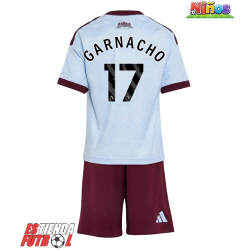 Aston Villa Alejandro Garnacho #17 Tercera Equipación Niños 2026-27 Manga Corta (+ Pantalones cortos)